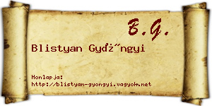 Blistyan Gyöngyi névjegykártya